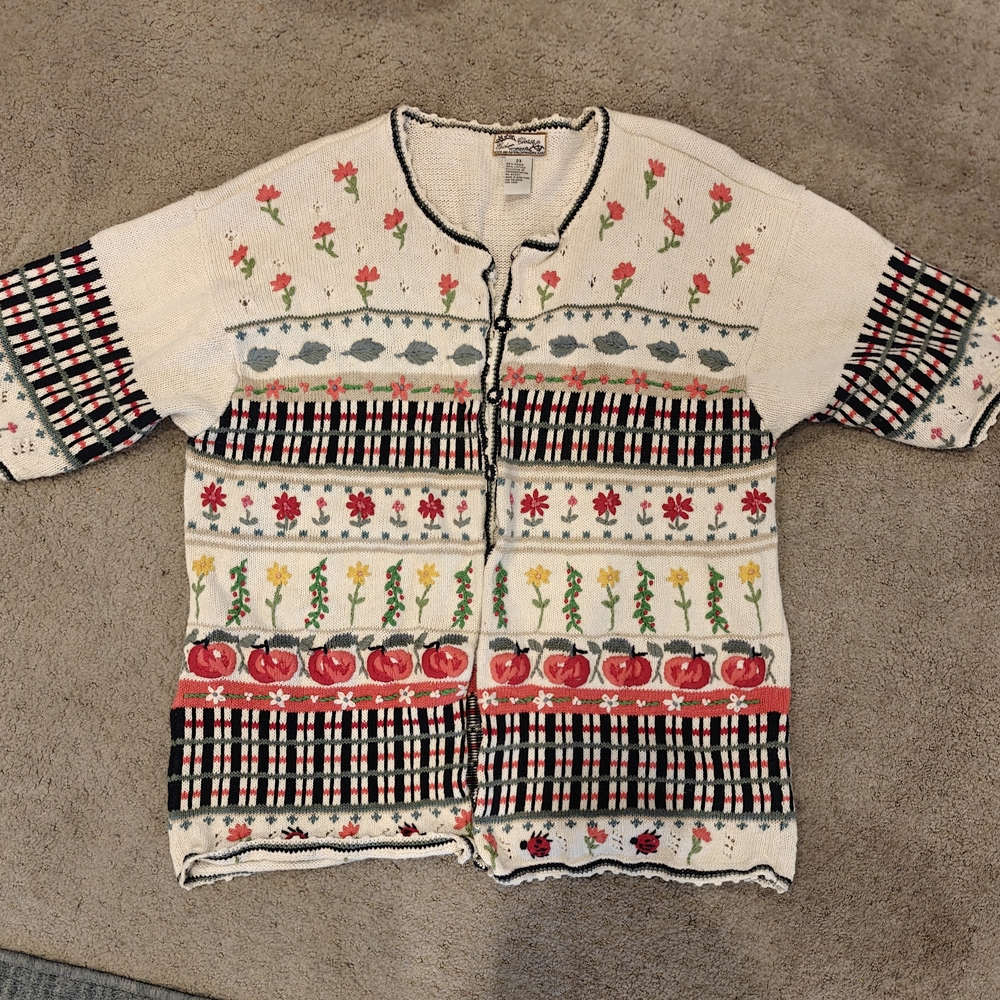 Floral Patterned Knit Cardigan
